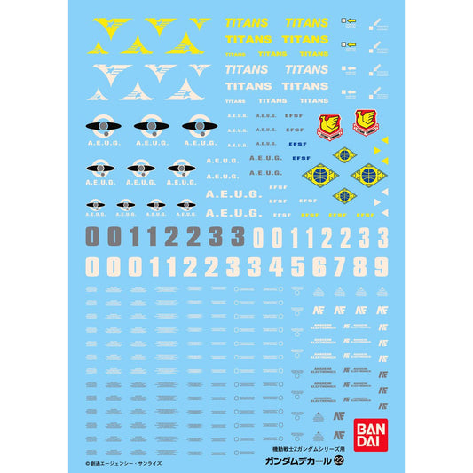 Bandai 高達水貼 No.22 1/100 Gundam Decal Set For Mobiel Suit (Zeta GUNDAM Series)