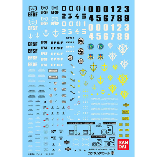 Bandai 高達水貼 No.24 1/100 Gundam Decal Set For Mobile Suit (Gundam 0083 Series)