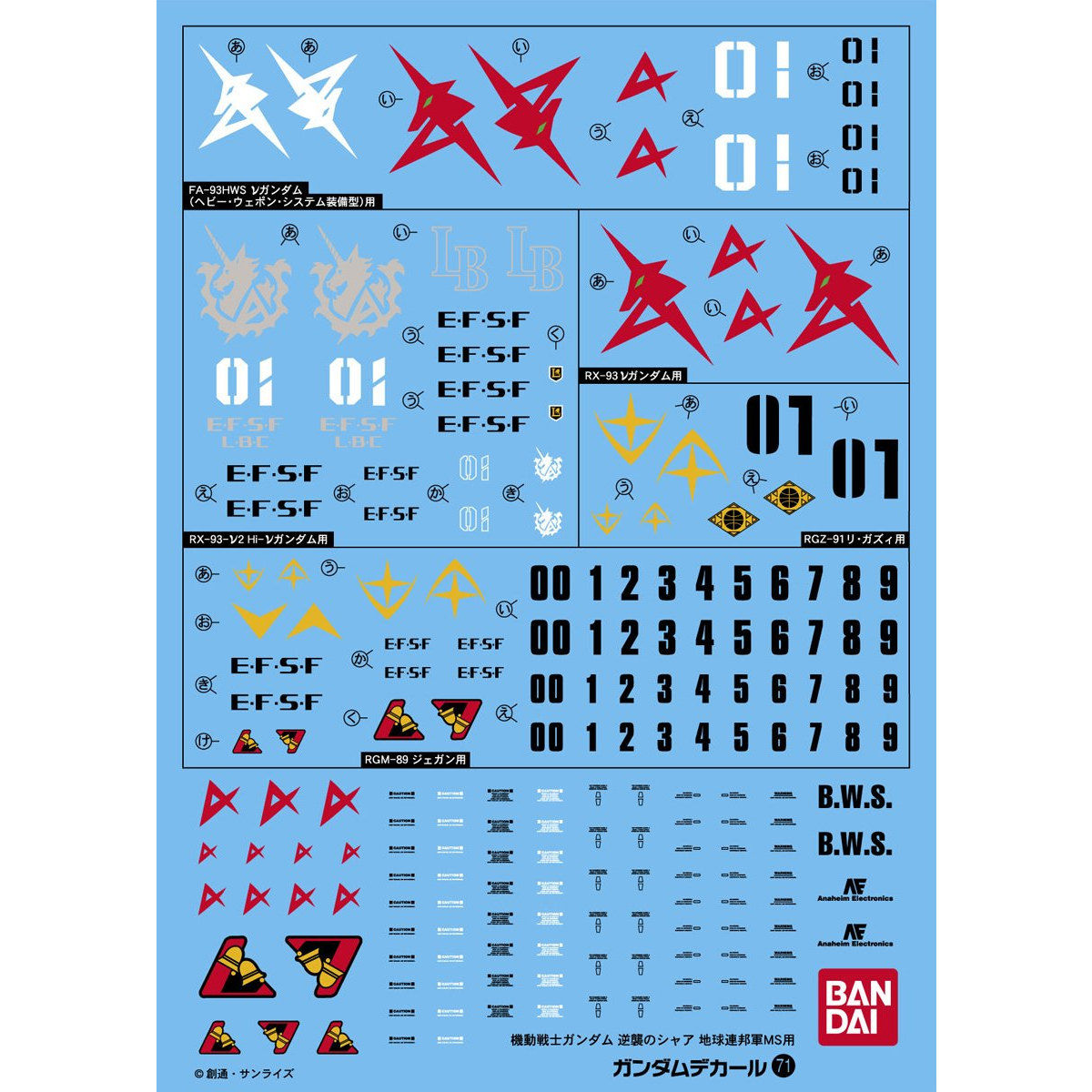 Bandai 高達水貼 No.71 HG 1/144 Char's Counterattack 地球連邦軍MS用 逆襲之夏亞