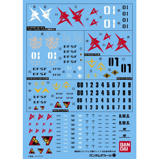 Bandai 高達水貼 No.71 HG 1/144 Char's Counterattack 地球連邦軍MS用 逆襲之夏亞