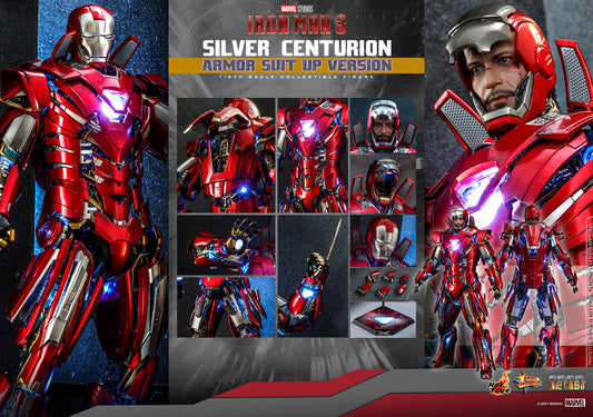 Hot Toys MMS618D43 1/6 Iron Man 3 Silver Centurion Figure (Armor Suit Up Version)