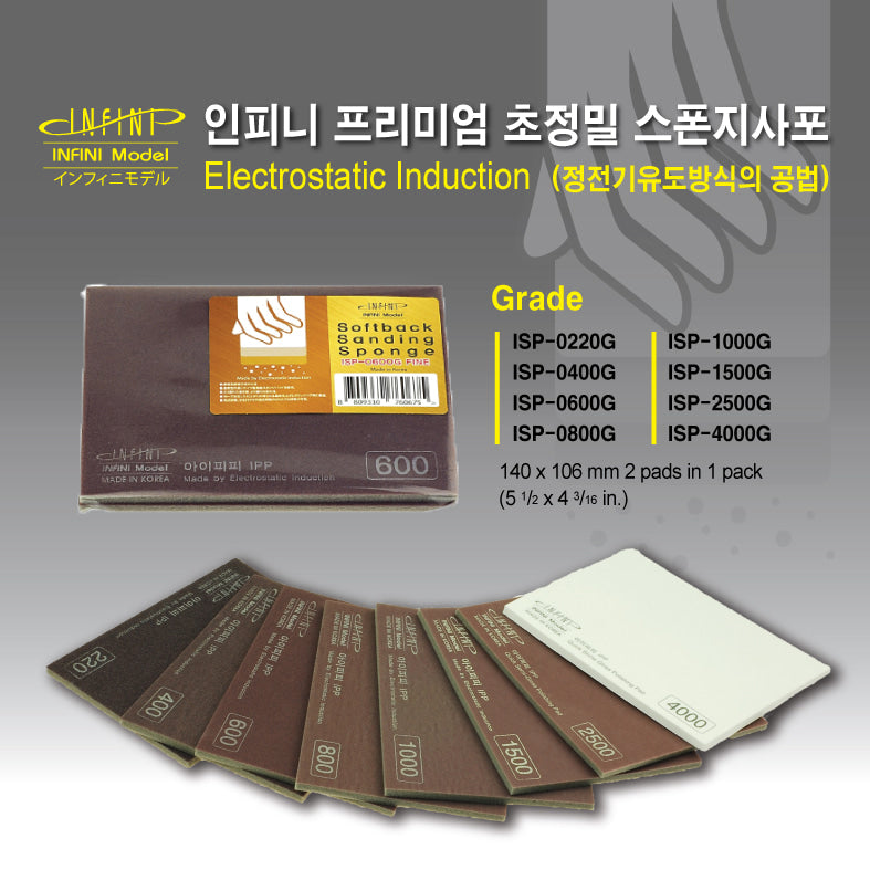 INFINI Softback Sanding Sponge Stick (2 sheets) ISP-0220G- 4000G 砂紙打磨棒