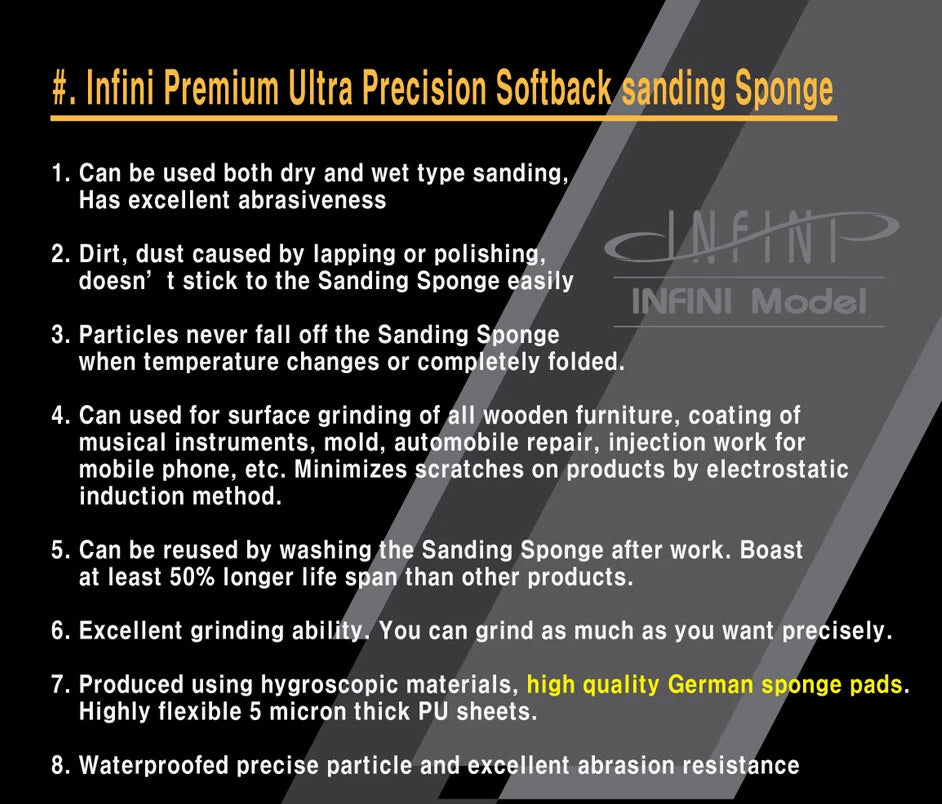 INFINI Softback Sanding Sponge Stick (2 pieces) ISS-0220G- 4000G 砂紙打磨棒